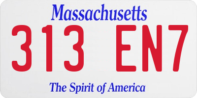 MA license plate 313EN7