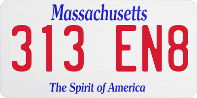 MA license plate 313EN8