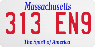 MA license plate 313EN9