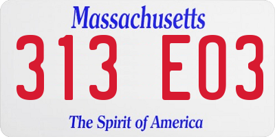 MA license plate 313EO3