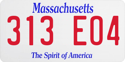 MA license plate 313EO4