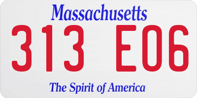 MA license plate 313EO6