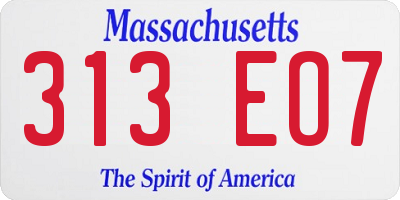 MA license plate 313EO7