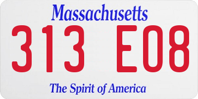 MA license plate 313EO8