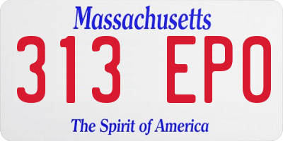 MA license plate 313EP0