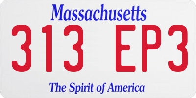 MA license plate 313EP3