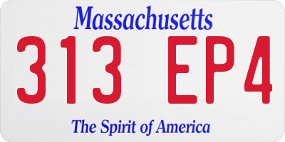 MA license plate 313EP4