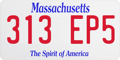 MA license plate 313EP5