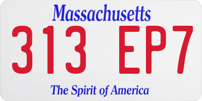 MA license plate 313EP7