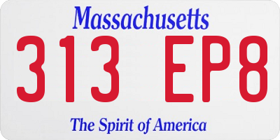 MA license plate 313EP8