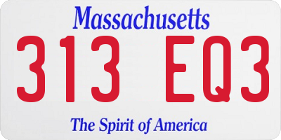 MA license plate 313EQ3