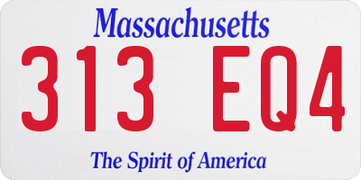MA license plate 313EQ4