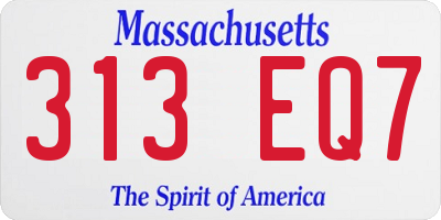 MA license plate 313EQ7