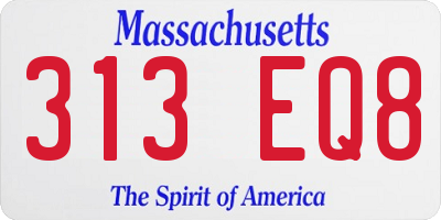 MA license plate 313EQ8