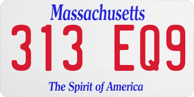 MA license plate 313EQ9