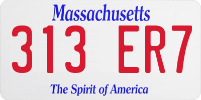 MA license plate 313ER7