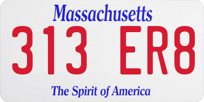 MA license plate 313ER8