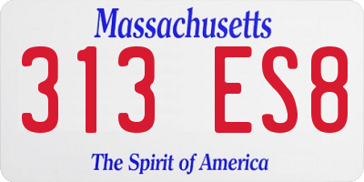 MA license plate 313ES8