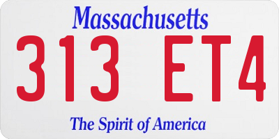 MA license plate 313ET4