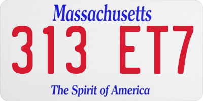 MA license plate 313ET7