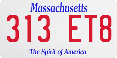MA license plate 313ET8