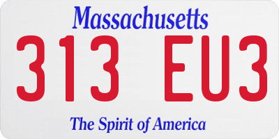 MA license plate 313EU3
