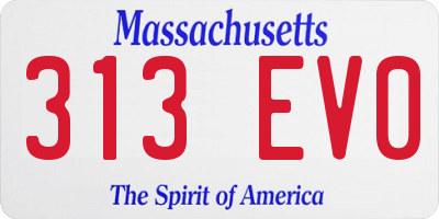 MA license plate 313EV0