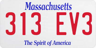 MA license plate 313EV3