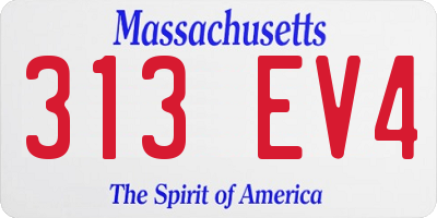 MA license plate 313EV4