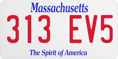 MA license plate 313EV5