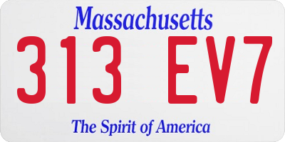 MA license plate 313EV7