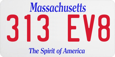 MA license plate 313EV8
