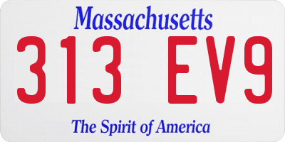 MA license plate 313EV9