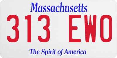 MA license plate 313EW0