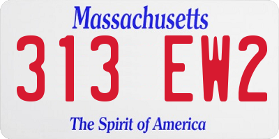 MA license plate 313EW2