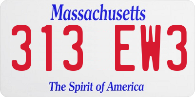 MA license plate 313EW3