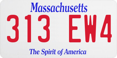MA license plate 313EW4