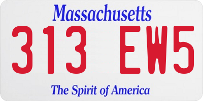 MA license plate 313EW5
