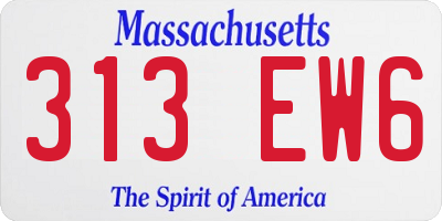 MA license plate 313EW6