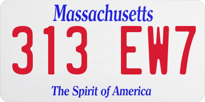 MA license plate 313EW7