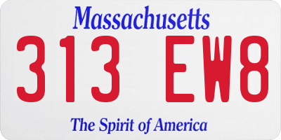 MA license plate 313EW8