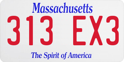 MA license plate 313EX3