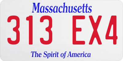 MA license plate 313EX4