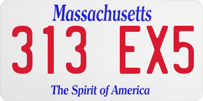 MA license plate 313EX5