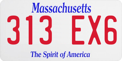 MA license plate 313EX6