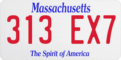MA license plate 313EX7