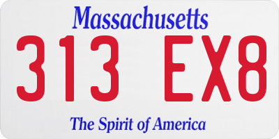 MA license plate 313EX8