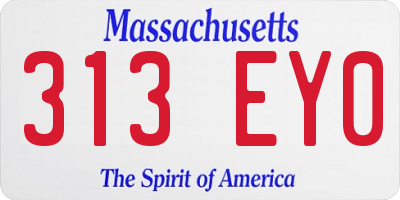 MA license plate 313EY0