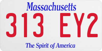 MA license plate 313EY2