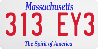 MA license plate 313EY3